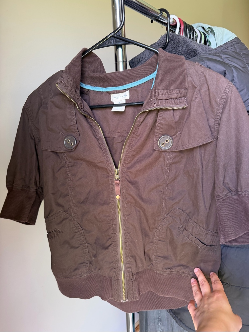 Maurice’s Casual Brown Zip-Front Short Jacket